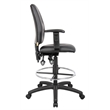 Pemberly Row Multi Function Leather Drafting Stool with Adjustable Arms in Black