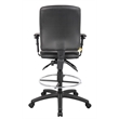 Pemberly Row Multi Function Leather Drafting Stool with Adjustable Arms in Black