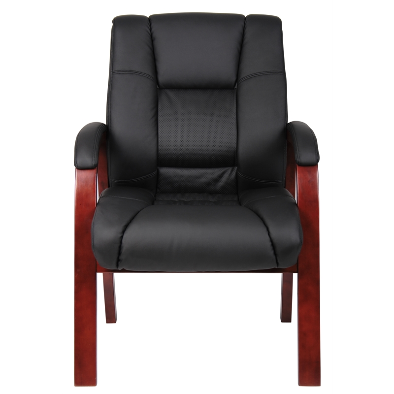 Pemberly Row Modern Mid-Back Upholstered Guest Chair in Black
