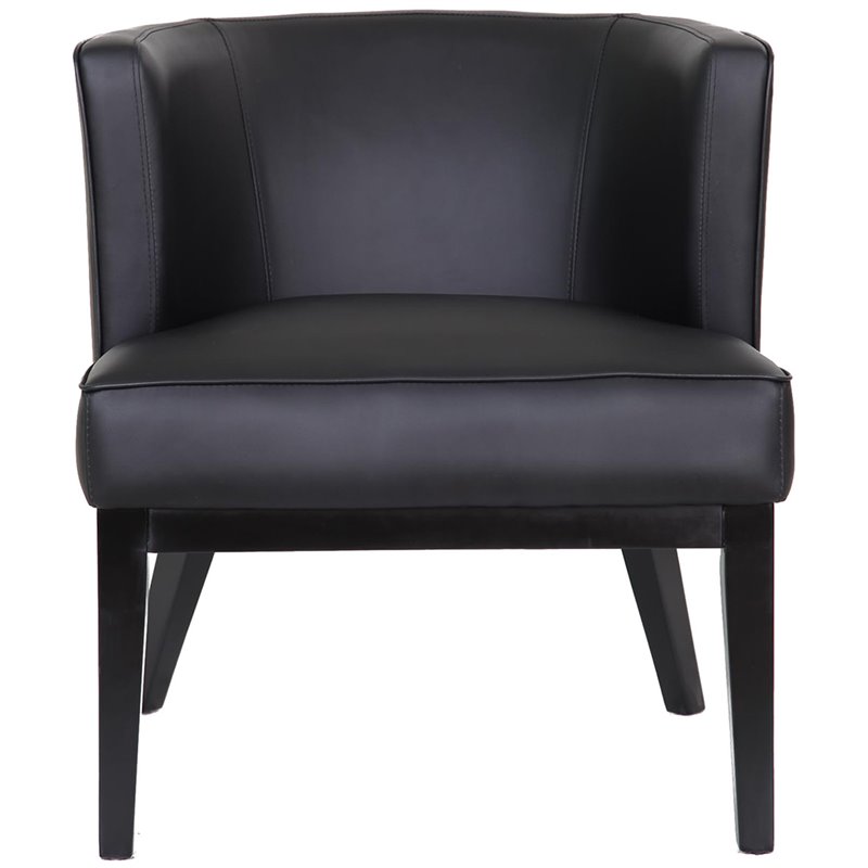 Pemberly Row Modern Faux Leather Reception Chair in Black and Driftwood