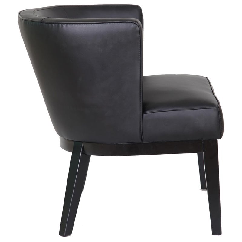 Pemberly Row Modern Faux Leather Reception Chair in Black and Driftwood