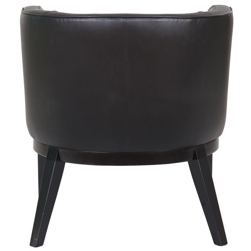 Pemberly Row Modern Faux Leather Reception Chair in Black and Driftwood