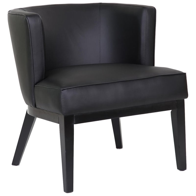Pemberly Row Modern Faux Leather Reception Chair in Black and Driftwood