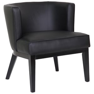 Pemberly Row Modern Faux Leather Reception Chair in Black and Driftwood