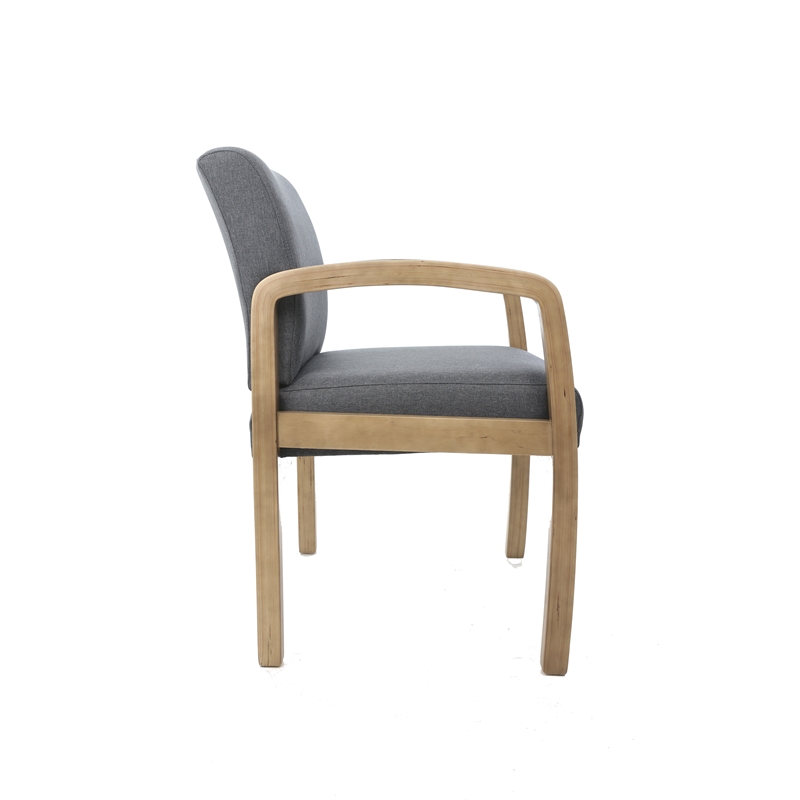 Pemberly Row Modern Upholstered Guest Chair in Slate Gray and Driftwood