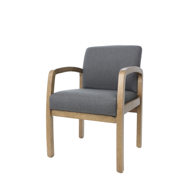 Pemberly Row Modern Upholstered Guest Chair in Slate Gray and Driftwood