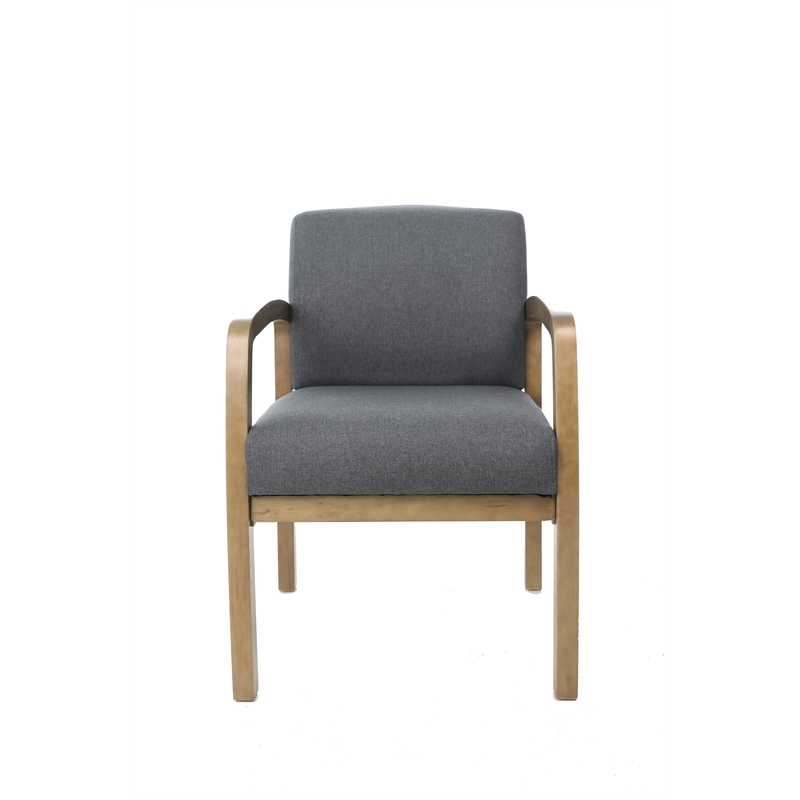 Pemberly Row Modern Upholstered Guest Chair in Slate Gray and Driftwood