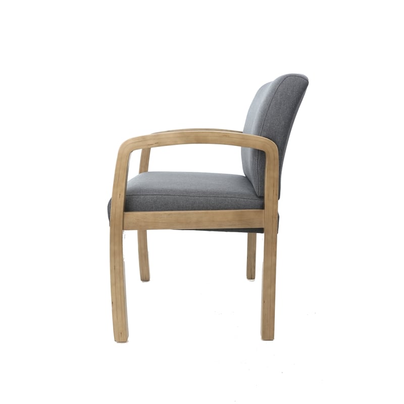Pemberly Row Modern Upholstered Guest Chair in Slate Gray and Driftwood