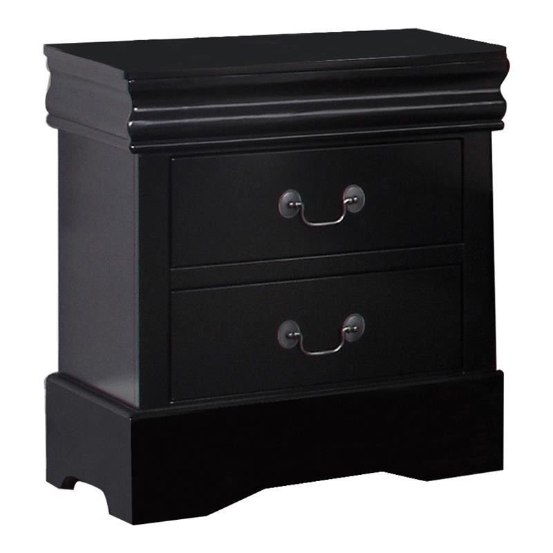 Pemberly Row Solid Wood 2-Drawers Bedroom Nightstand in Black