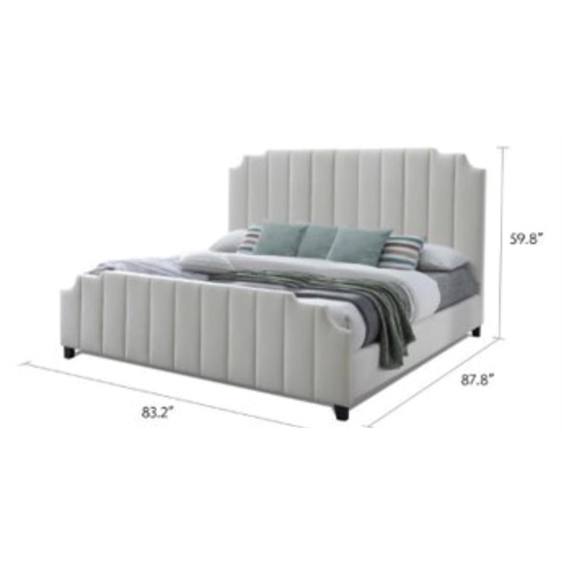 Pemberly Row Contemporary Channeled Woven Chenille Bed King in Beige