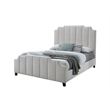 Pemberly Row Contemporary Channeled Woven Chenille Queen Wooden Bed in Beige