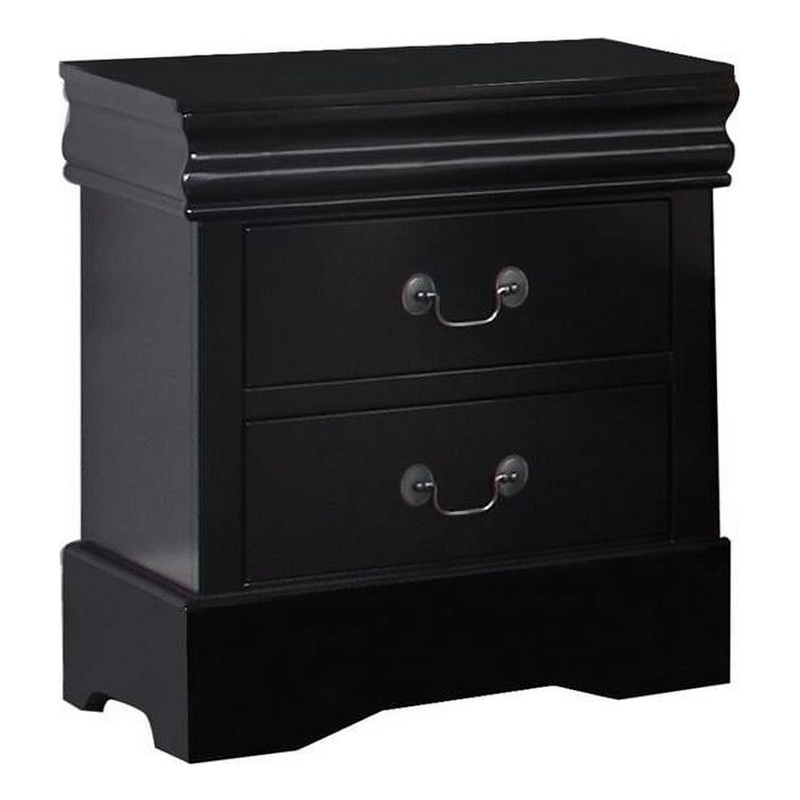 Pemberly Row Nightstand Solid and Manufactured Wood in Black