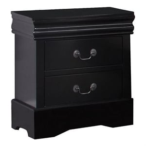 Pemberly Row Nightstand Solid and Manufactured Wood in Black
