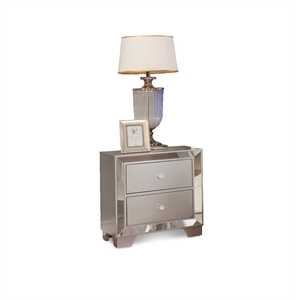 Pemberly Row Solid & Manufactured Wood Nightstand in Metallic Silver