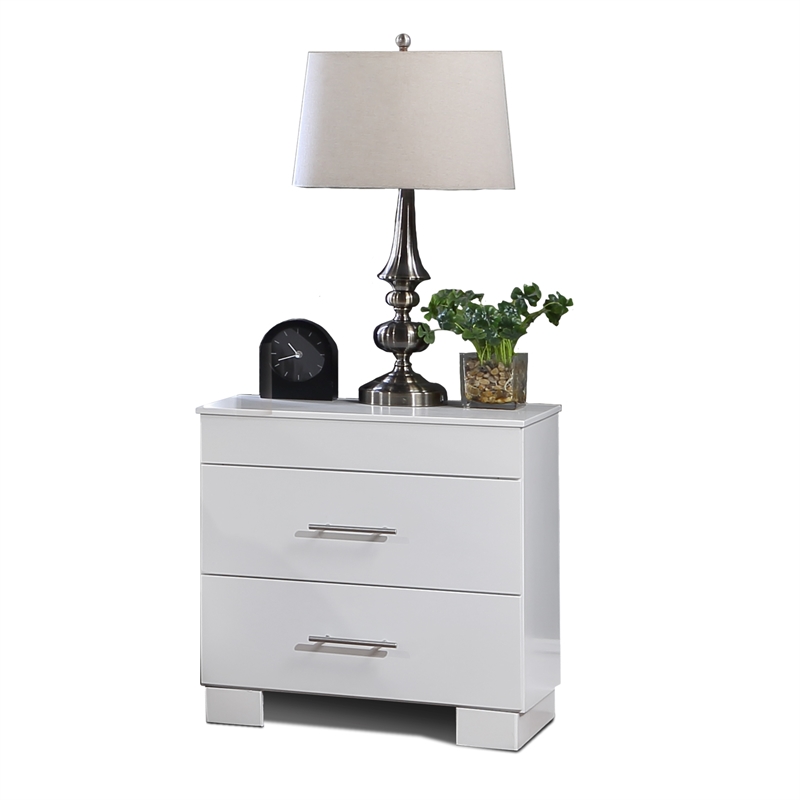 Pemberly Row Solid & Manufactured Wood 2-Drawers Nightstand in White