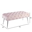 Pemberly Row Velvet Tufted Plywood Frame Bench in Pink with Silver Chrome Legs