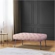 Pemberly Row Velvet Tufted Plywood Frame Bench in Pink with Silver Chrome Legs