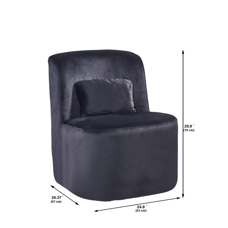 Pemberly Row Modern Glamour Velvet Slipper Accent Chair in Black