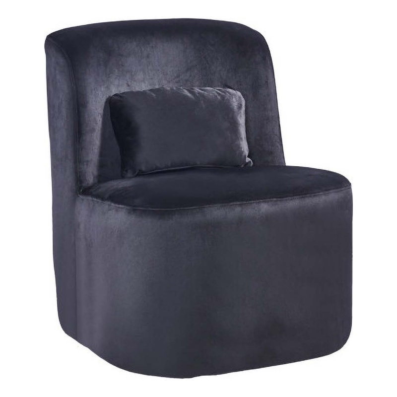 Pemberly Row Modern Glamour Velvet Slipper Accent Chair in Black
