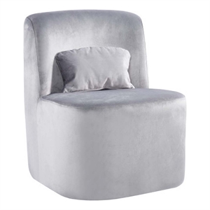 Pemberly Row Modern Glamour Velvet Slipper Accent Chair in Gray