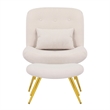 Pemberly Row Teddy Plush Fabric Latte Slipper Lounge Chair Set