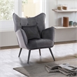 Pemberly Row Velvet Fabric Plywood Frame Wing Back Chair in Gray