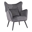 Pemberly Row Velvet Fabric Plywood Frame Wing Back Chair in Gray