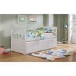 Pemberly Row Solid Wood Twin Captain Bed with Twin Trundle & 3 Drawers in White