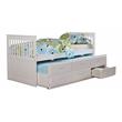Pemberly Row Solid Wood Twin Captain Bed with Twin Trundle & 3 Drawers in White