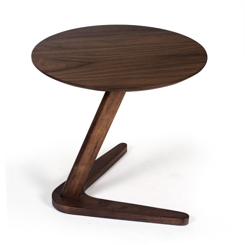 Pemberly Row Contemporary Scandinavian End Table in Walnut Finish