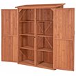 Pemberly Row Multi Compartment Wood Storage Cabinet in Medium Brown