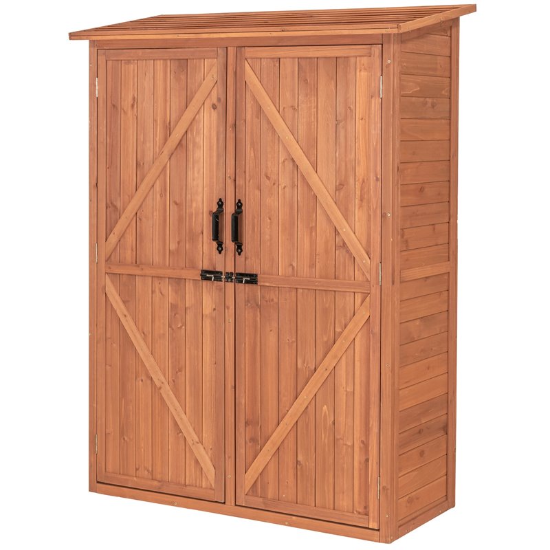 Pemberly Row Multi Compartment Wood Storage Cabinet in Medium Brown