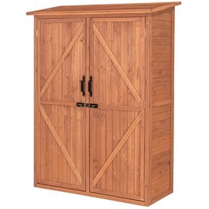 Pemberly Row Multi Compartment Wood Storage Cabinet in Medium Brown