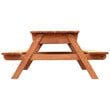 Pemberly Row Wood Picnic Table With Storage Compartment in Medium Brown