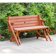 Pemberly Row Wood Convertible Picnic Table & Garden Bench in Medium Brown