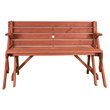 Pemberly Row Wood Convertible Picnic Table & Garden Bench in Medium Brown