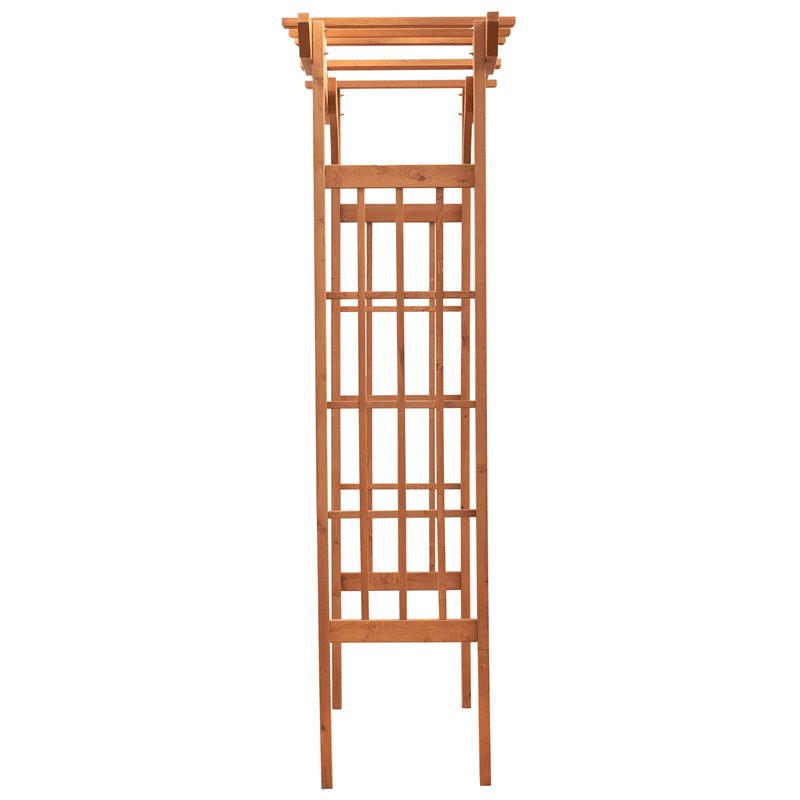 Pemberly Row Contemporary Wood Lattice Design Arbor in Medium Brown