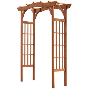 Pemberly Row Contemporary Wood Lattice Design Arbor in Medium Brown