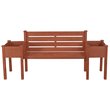 Pemberly Row Wood Planter Bench with Slanted Back Rest in Medium Brown