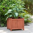 Pemberly Row Contemporary Square Wood Patio Planter Box in Medium Brown