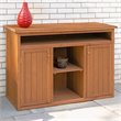 Pemberly Row Wood Short Display and Hideaway Storage Cabinet in Medium Brown