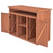 Pemberly Row Wood Short Display and Hideaway Storage Cabinet in Medium Brown