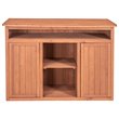 Pemberly Row Wood Short Display and Hideaway Storage Cabinet in Medium Brown