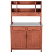 Pemberly Row Outdoor Wood Kitchen Prep Station in Medium Brown