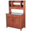 Pemberly Row Outdoor Wood Kitchen Prep Station in Medium Brown
