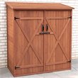 Pemberly Row 2-Adjustable Shelves Medium Wood Storage Shed in Brown