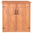 Pemberly Row 2-Adjustable Shelves Medium Wood Storage Shed in Brown