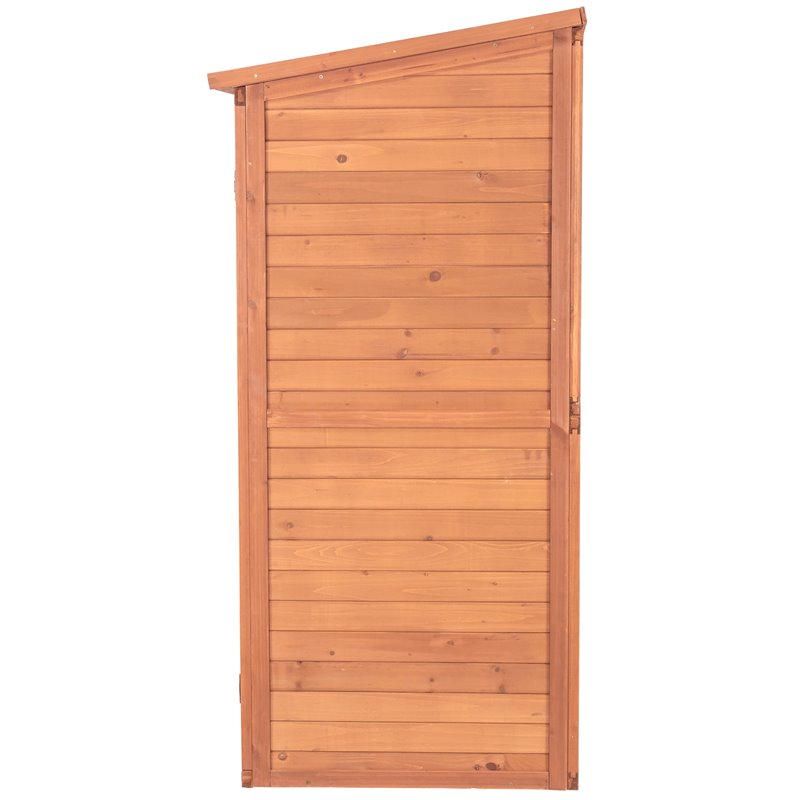 Pemberly Row 2-Adjustable Shelves Medium Wood Storage Shed in Brown