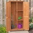 Pemberly Row Farmhouse Wood Vertical Storage Shed in Medium Brown