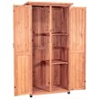 Pemberly Row Farmhouse Wood Vertical Storage Shed in Medium Brown